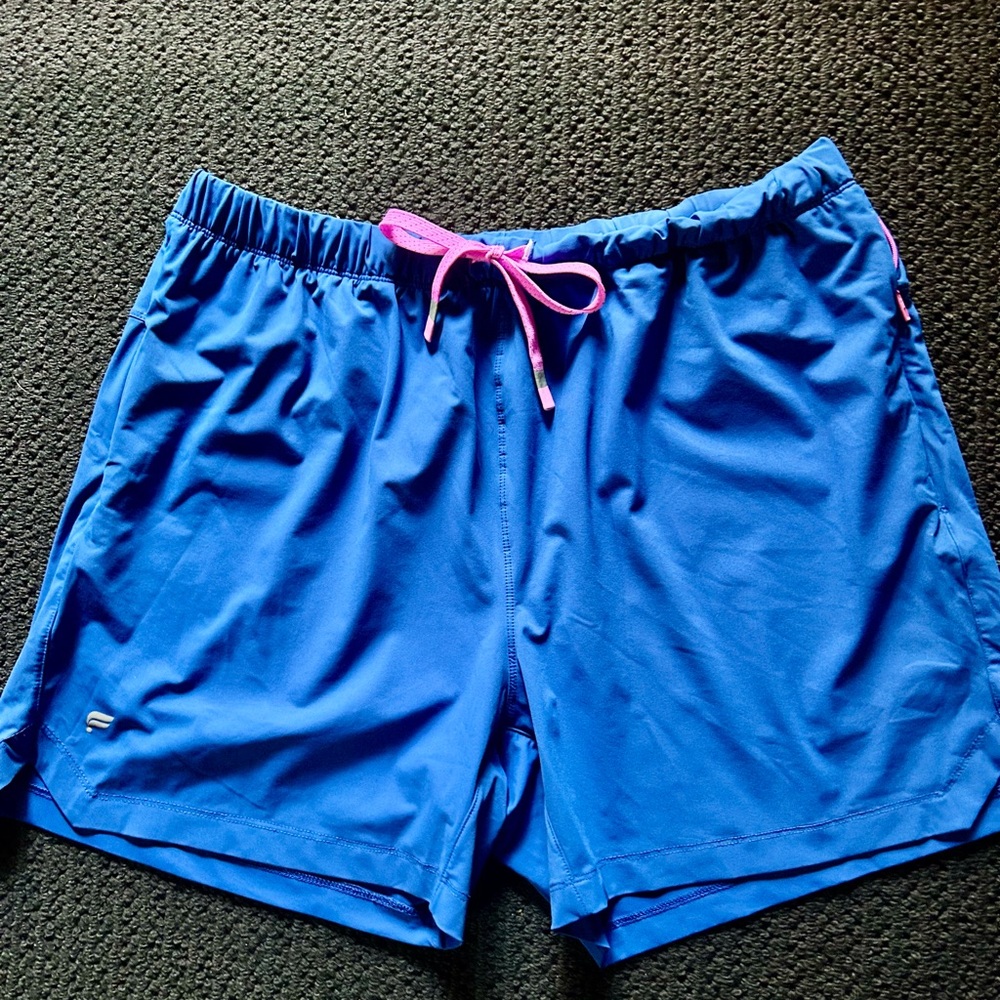 Men's Fabletics Blue Shorts with Pink Accents